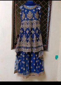bust 42 Royal Blue Embroidered Lehenga Choli