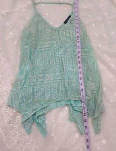 Sheer Lace Asymmetrical Tank Top
