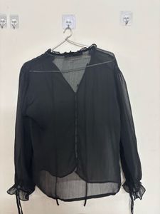 Chic Black Sheer Blouse