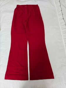 Red flared high-rise trouser waist 30
