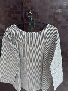 Striped Kurta with black Tassel Detail