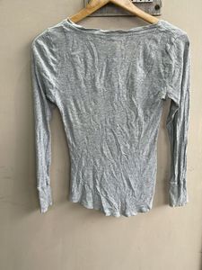 Grey Long Sleeve Henley Top