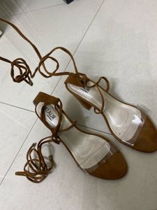 Stylish Brown Lace-Up Block Heels