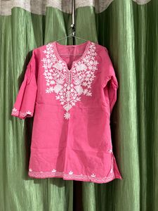 Pink Chikankari Embroidered Kurta