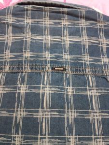 Men's Blue Checkered Denim Shirt