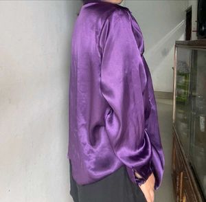 Purple Satin Button-Down