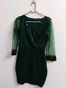 New Sparkly Sleeve Green Dress