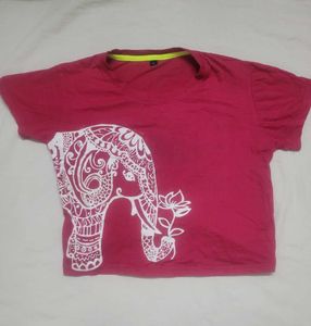 Pink Elephant Print T-Shirt