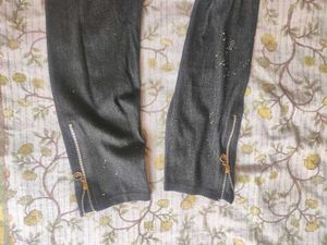 Sparkly Zip Detail Skinny Jeans