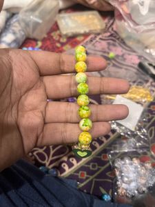 Heart Charm Beaded marble Bracelet (green)