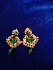 Green &amp; Gold Earrings