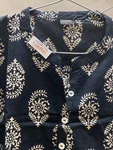 Black cotton Kurta printed