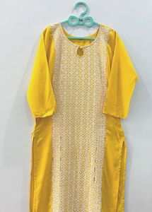 Bright Yellow Embroidered Kurta