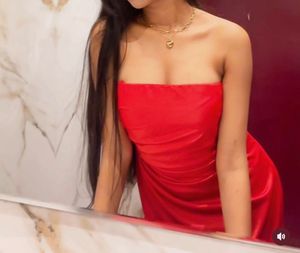 Stunning Red Strapless Ruched Dress