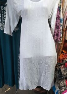 White Mixed Cotton Kurti