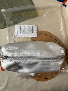 White savana Rhinestone Makeup Bag