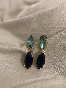 Blue Green Stone Dainty Earrings
