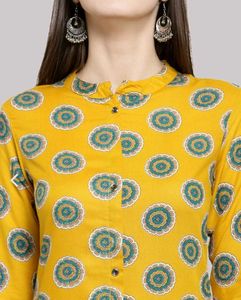 Floral Print Yellow Kurta