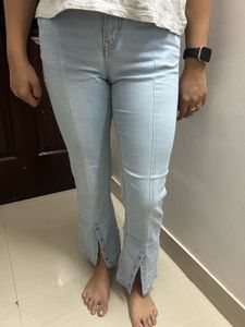 Madame Light Wash Split Hem Jeans