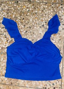 Vibrant Blue Ribbed Crop Top