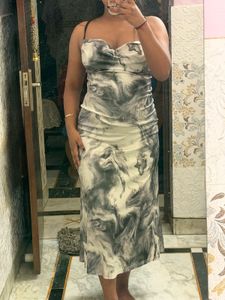 Marble Print Midi Dress
