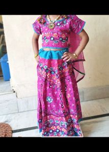 Girls Festive Pink Lehenga Choli Set