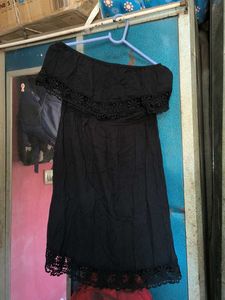 Black Off-Shoulder Ruffled Dress