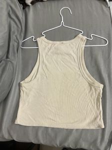 Cream Graphic Crop Tank Top