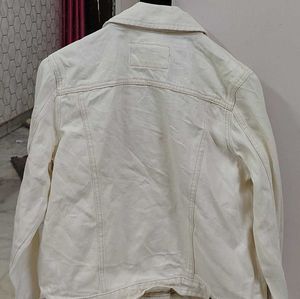 men Cream Denim Jacket