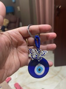 Evil Eye Keychain with Butterfly Charm