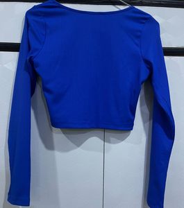 Royal Blue Square Neck Crop Top