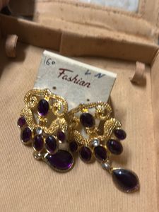Vintage Purple Stone Dangle Earrings