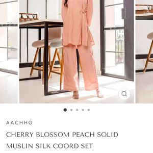 AACHO PEACH MUSLIN SILK COORD SET