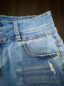 Distressed High-Waisted Denim Shorts