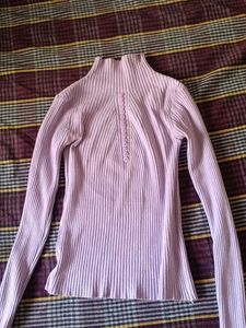 Ribbed Mock Neck Button Up Top