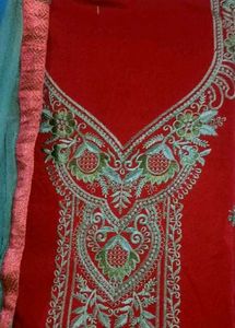 Embroidered Red Kurta n salwar with Dupatta materi