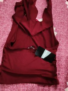 Burgundy Halter Neck Top