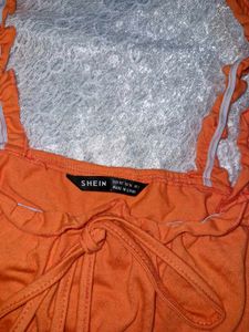 Cute Orange Ruffle Crop Top