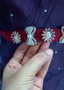 Red Motiffs Studded Waist Belt
