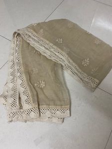 Elegant Beige Kurta Set with Intricate Lace