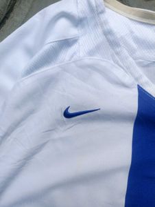 Nike White TEYSA T-Shirt with Blue Stripes