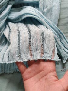 Savana Light Blue Ribbed Long Sleeve Top