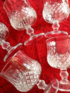 Set of 5 Crystal Cut Goblets