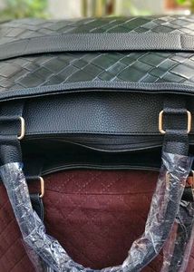 Chic Woven Black Handbag