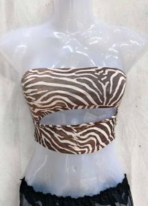 27279. Zebra Print Cut-Out Bandeau Top
