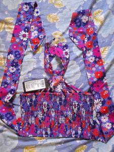 Tokyo Talkies violet Floral Halter Neck Top 🎀 Tie