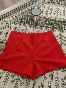 Red High-Waisted Shorts