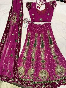 y2k Pink Lehenga Choli Set