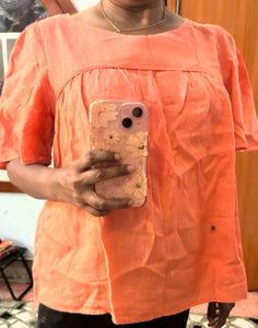 Peach Puff Sleeve Blouse