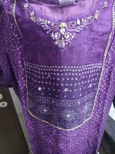 Vibrant Purple Bandhani Kurta